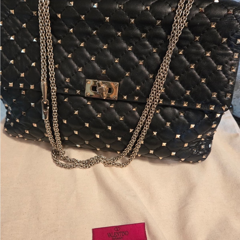Valentino Black Studded Chain Shoulder Bag